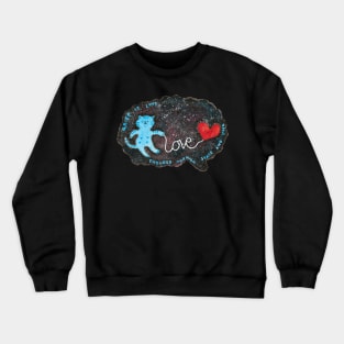 Grief Is Love Blue Cat Galaxy Brain Crewneck Sweatshirt